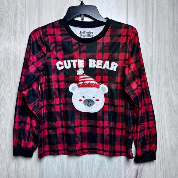 Cuddl Duds Christmas Pajama Top Size 14 Petite Girls Buffalo Plaid Red Black - Picture 2 of 11